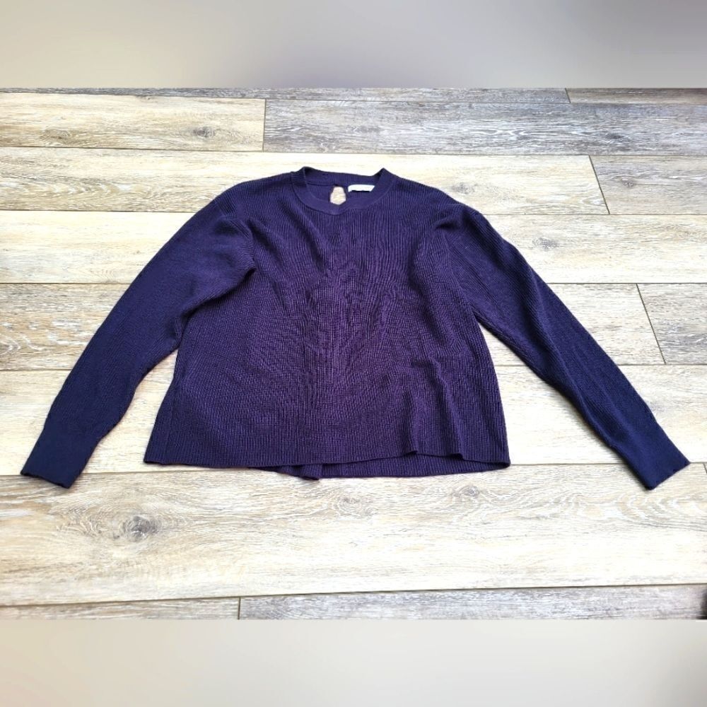 Mango Basics navy blue sweater with a keyhole back